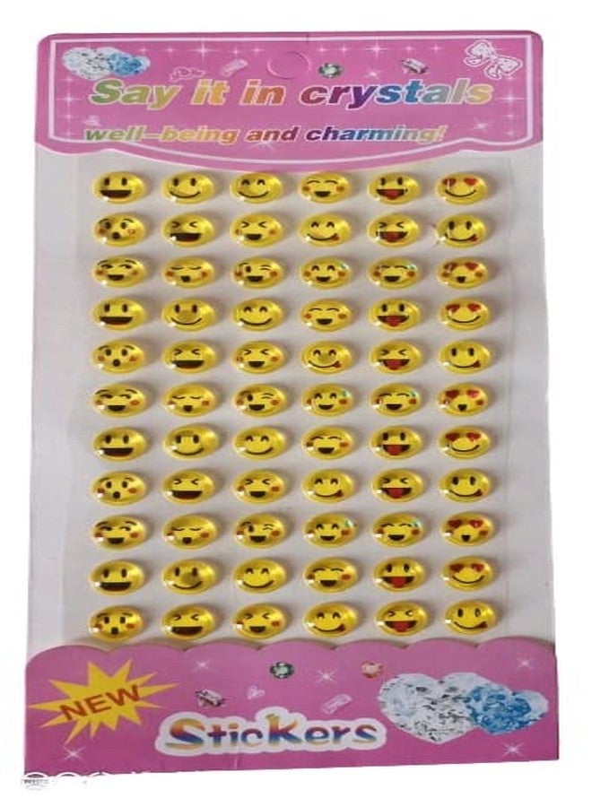 FULLFILLS Crystal Stone Smiley Emoji face Expression Stickers (1 Emoji + 1 Flowers) - Image 2